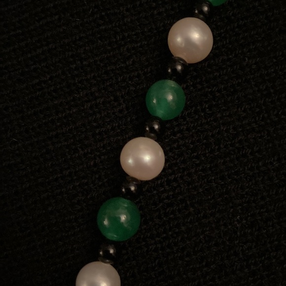 Black Onyx Pendant, Pearl, Jade and Onyx Necklace - Picture 11 of 11